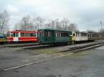 Ein Teil des Fahrzeugbestandes des kleinen Straenbahnmuseums am Mooskamp in Dortmund-Nette, 03.02.2005.