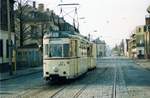 Gotha Tw 213 009 im Oktober 1990 an der Endhaltestelle Cossebaude,Schulstr. Ich hatte am 1.12. des gleichen Jahres das Glück diesen Wagen samt zwei Bw als vorletzter Kutscher im Liniendienst auf der Li.1 zu bewegen.(man beachte die fehlenden Kfz)