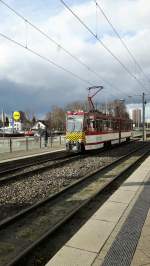 EVAG 1 als Winterdienst am 03.02.2016 an der Haltestelle Warschauer Straße.