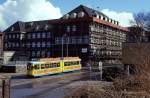 Essen Tw 1641 in der Gutenbergstrae, 29.03.1986.