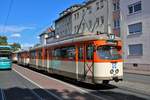 VGF Düwag M-Wagen 102 am 11.08.19 in Frankfurt Westbahnhof als Pendelverkehr zum Sommerfest des Straßenbahn Museums