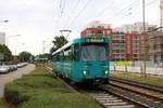 VGF Düwag Pt-Wagen 720 am 11.08.19 in Frankfurt Niederrad als Pendelverkehr zum Sommerfest des Straßenbahn Museums