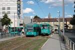 VGF R-Wagen 018 und Düwag Pt-Wagen 749 am 19.08.20 in Frankfurt am Main