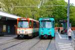 VGF Düwag Pt Wagen 128 und 727 am 01.05.22 bei einer Sonderfahrt in Frankfurt am Main