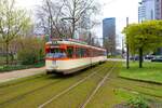 VGF Düwag M-Wagen 102 als Osterhasenexpress am 08.04.23 in Frankfurt am Main