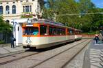 VGF Straßenbahn Frankfurt Düwag M-Wagen 102 am 18.05.23 in Frankfurt zum Paulskirchenfest