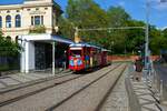 VGF Straßenbahn Frankfurt K-Wagen 105 als Ebbelwei-Express am 18.05.23 in Frankfurt