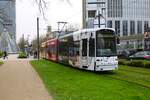 VGF Bombardier Flexity Classic S Wagen 256 am 30.03.24 in Frankfurt am Main Messe als Sonderlinie 10