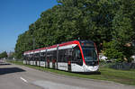 VAG Freiburg Breisgau    CAF Urbos 303 als Linie 3 in der Vaubanallee am 10.05.2017.