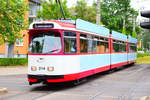 Haltestelle Rathaus im Stühlinger - Straßenbahn Düwag 214