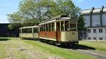 Oldtimer Tram Nr. 56 und einen historischen Beiwagen Nr. 135 fahren über die Wendeschleife der alten Messe - Die Aufnahme wurde am 01.06.2019 entstanden.