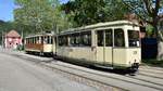 Oldtimer Tram Nr. 56 und einen historischen Beiwagen Nr. 135 fahren über die Wendeschleife der alten Messe - Die Aufnahme wurde am 01.06.2019 entstanden.