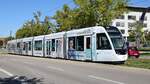 Am 08.09.2020 habe ich diese Straßenbahn mit Hersteller CAF Urbos Nr. 303 in Freiburg im Breisgau aufgenommen.