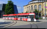 VAG Freiburg i.B. - Strassenbahn DUEWAG GT8Z Nr.244  unterwegs auf der Linie 5 in der Stadt Freiburg am 2024.06.07