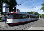 VAG Freiburg i.B. - Strassenbahn DUEWAG GT8K Nr.214 unterwegs auf der Linie 1 in der Stadt Freiburg am 2024.07.05