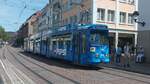 VAG Freiburg Düwag GT8N Nr 212 auf Fahrschule am 6.8.2024 am Berthold Brunnen 