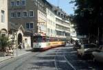 Freiburg im Breisgau SL 1 (DWAG-GT8 206) Bertoldstrasse / Brunnnenstrasse im Juli 1990.