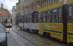 Auf der Linie 3 verkehren 2 KT4D Züge im Tandemverband. 135 Jahre Straßenbahn in Görlitz. 31.12.2017 12:32 Uhr. Berliner Straße