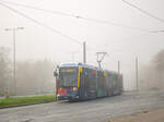 Graz. Ziemlich tief hängt an diesem 1. November 2024 der Nebel über dem Grazer Süden. Nichts desto trotz, bahnt sich Variobahn 231 der Graz Linien sicher und pünktlich durch das Nebeldickicht in der Wendeschleife des Grazer Zentralfriedhofs.