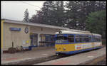 Düwag Triebwagen 442 am 6.5.1993 um 17.28 Uhr in der Endhaltestelle der Thüringer Wald Bahn in Tabarz.