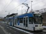 Jena: Straenbahnlinie 3 nach Jena-Ost am Paradiesbahnhof.(28.1.2010)