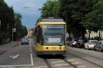 16.06.2011: Wagen 232 als Tram 4 nach Waldstadt beim Karl-Wilhelm-Platz, Karlsruhe.