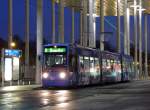 Abendstimmung vor dem Bahnhof Kassel-Wilhemshhe mit Wagen 614 der Linie 3 (5.1.2013).