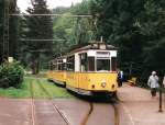 TW1 der Kirnitschtalbahn am 3.8.2008 an der Endhaltestelle Lichtenhainer Wasserfall.