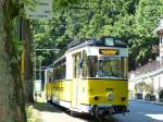 Trieb-u.Beiwagen zum Lichtenhainer Wasserfall am 08.06.2014 an der Haltestelle Forsthaus.