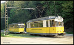 TW 1 der Kirnitzschtalbahn setzt am 4.5.1995 an der Endhaltestelle Lichtenhainer Wasserfall um.