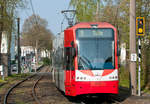 Die Linie 9 mit der Wagennummer 4520 auf dem Weg nach Sülz.Aufgenommen am 15.4.201 an der KVB-Haltestelle Rath/Heumar.