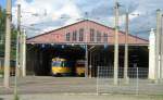 Straenbahndepot Dlitz mit modernisierten Tatra T4D, 30.06.07