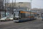 Niederflurstraßenbahn  1223  auf der Linie 15 nach Miltitz. Aufgenommen am 18.02.2015, Leipzig Goethestraße.
