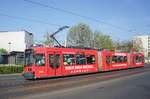 Straßenbahn Mainz: Adtranz GT6M-ZR der MVG Mainz - Wagen 203, aufgenommen im April 2017 in der Nähe der Haltestelle  Bismarckplatz  in Mainz.