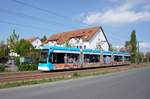 Straßenbahn Mainz / Mainzelbahn: Stadler Rail Variobahn der MVG Mainz - Wagen 217, aufgenommen im April 2017 in Mainz-Bretzenheim.