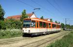 Straßenbahn Mainz / Mainzelbahn: Duewag / AEG M8C der MVG Mainz - Wagen 273, aufgenommen im Mai 2018 in Mainz-Bretzenheim.