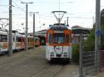 RNV Rastätter 5359 am 19.09.14 in Mannheim Käfertal leider jetzt in Orange/Weiss vom Mannheim Käfertal von Bahnsteig aus fotografiert 