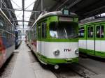 RNV Düwag GT8 518 (Hängebauchschwein) am 28.03.15 im Depot Ludwigshafen im Rahmen einer IGN Sonderfahrt