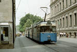 München MVV Tramlinie 19 (P3.16 2043) Maffeistraße am 16. Juli 1987. - Scan eines Farbnegativs. Film: Kodak GB 200. Kamera: Minolta XG-1.