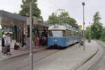 München MVV Tramlinie 13 (P3.16 2041) Scheidplatz im Juli 1992. - Scan eines Farbnegativs. Film: Kodak Gold 200-3. Kamera: Minolta XG-1.