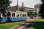 Linie 12 der Münchener Straßenbahn am Scheidplatz, Ausfahrt Südseite, mit Wagen der Rathgeberbaureihe M.