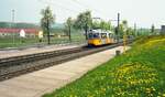 Straßenbahn Nordhausen__Tw 80 [GT4; ME 1962 ex SSB 577; 1991 nach Nordhausen] an der Endstation Nordhausen/Ost.__05-2000