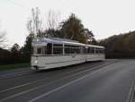 Ganz unverhofft kam am 18.10.14 Abend die alte Gotha Straßenbahn mit Beiwagen in Plauen/V. am oberen Bahnhof.