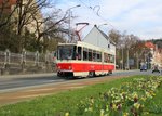 Seit dem 12.04.16 setzt die PSB wieder eine Straßenbahn in ihrer Ursprungslackierung planmäßig ein.