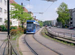 Hansestadt Rostock RSAG SL 1 (6NGTWDE 687) Parkstraße / Am Röper am 4. August 2000. - Scan eines Farbnegativs. Film: AGFA HDC 200-plus-2. Kamera: Minolta XG-1.