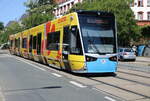 6N2 Wagen 609 als Linie 5 von Rostock Mecklenburger Allee nach Rostock Süblick via Rostock Hauptbahnhof(tief) am 19.07.2024 in der Rostocker Innenstadt bekommen. 