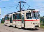 Tatra T6A2 Nummer 704 der Rostocker Straßenbahn AG im Depot12 am Tag der offenen Tür am 03.08.2024