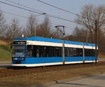 6N-1 Wagen 672 als Linie 6 von Rostock Neuer Friedhof nach Campus Südstadt in Höhe Erich-Schlesinger Str.09.03.2025 