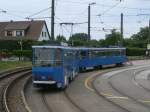 Rostocker Straenbahntriebwagen 552 im Depot Hamburger Strae aufgenommen von der gleichnamigen Strae am 28.Mai 2011.