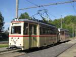 Triebwagen Nr. 46 [ET 54] und Beiwagen Nr. 156 [EB 54], aufgenommen anllich des  Tages der offenen Tr  im Depot 12, dem Traditionsbereich der Rostock Straenbahn AG (RSAG), Rostock [19.09.2009]